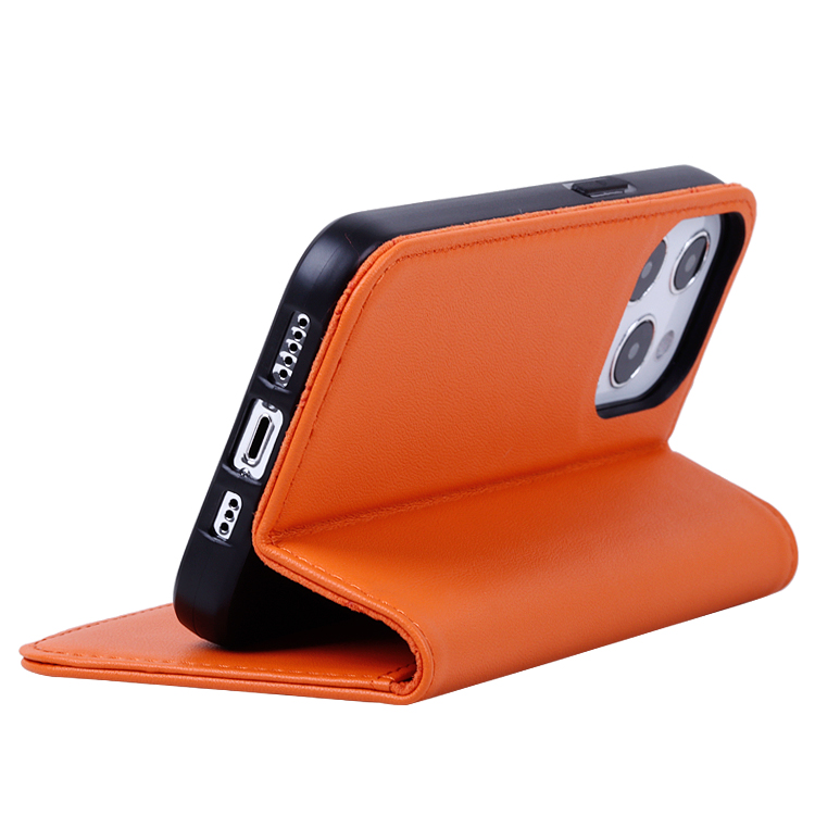 Top Grain Leather Flip Stand Case for iPhone 13 Pro