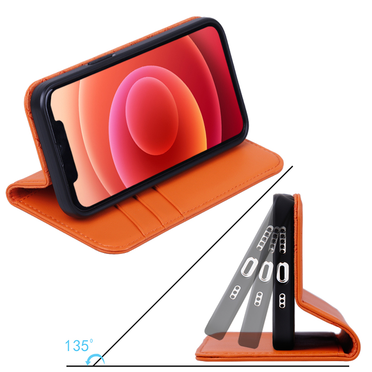 Top Grain Leather Flip Stand Case for iPhone 13 Pro
