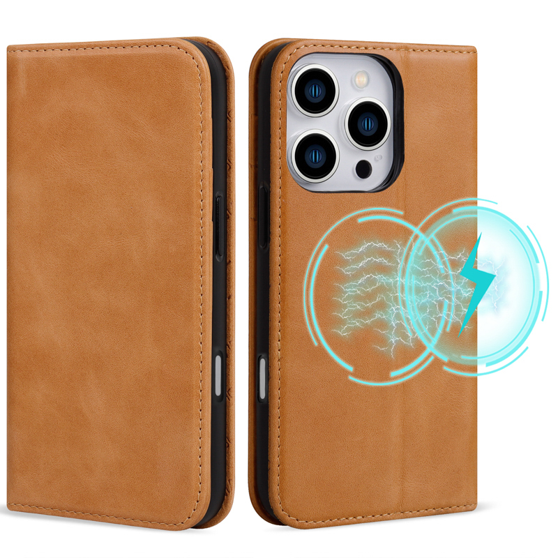 Genuine Leather Wallet Flip Phone Case for iPhone 16 Pro Max