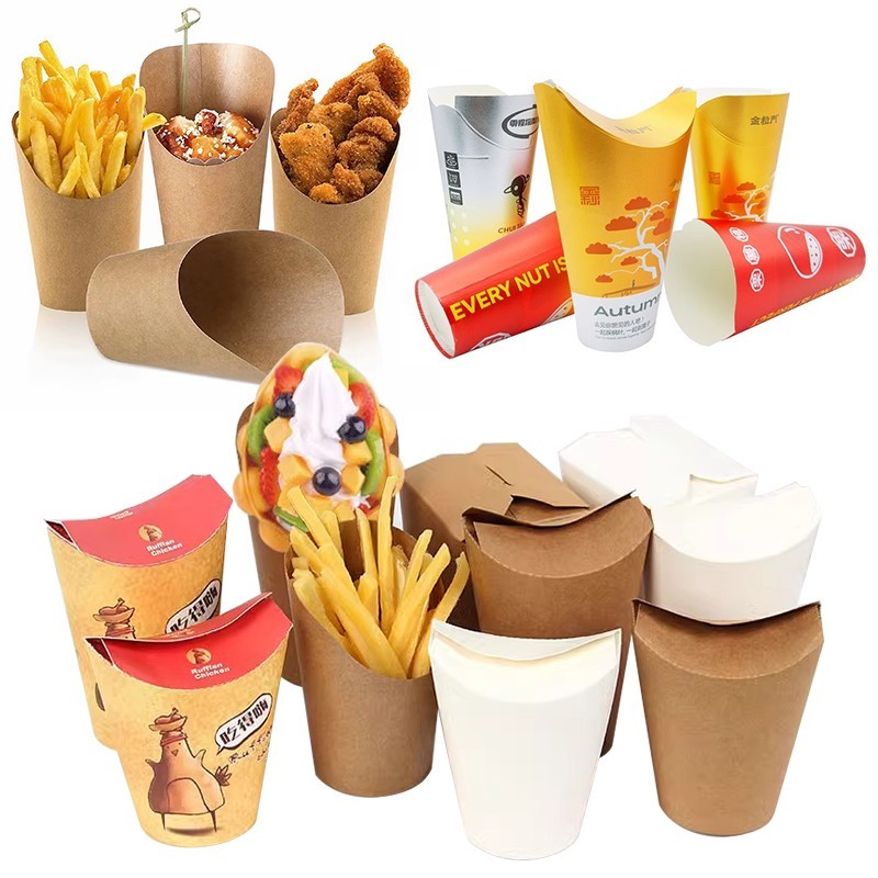 Disposable customized french fries paper cups snack food paper cups
