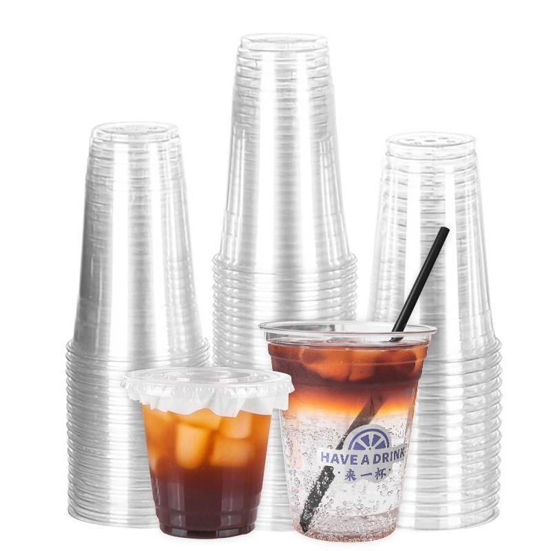 XYJ disposable PET drinking cups plastic PET cup smoothie with lids