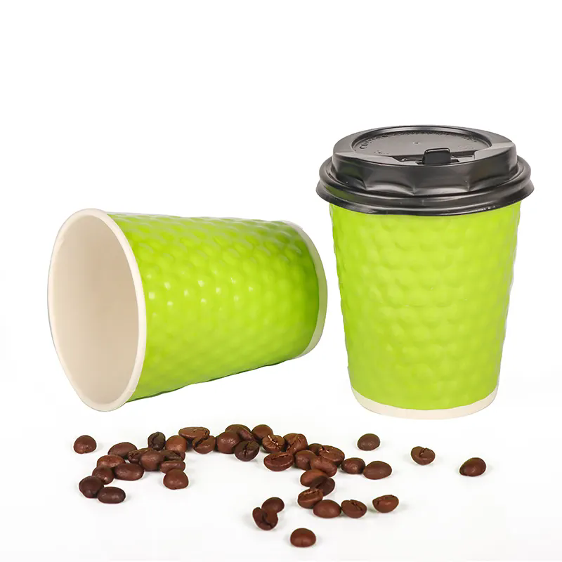 แก้วกระดาษใช้แล้วทิ้งผนังนูนสำหรับกาแฟ