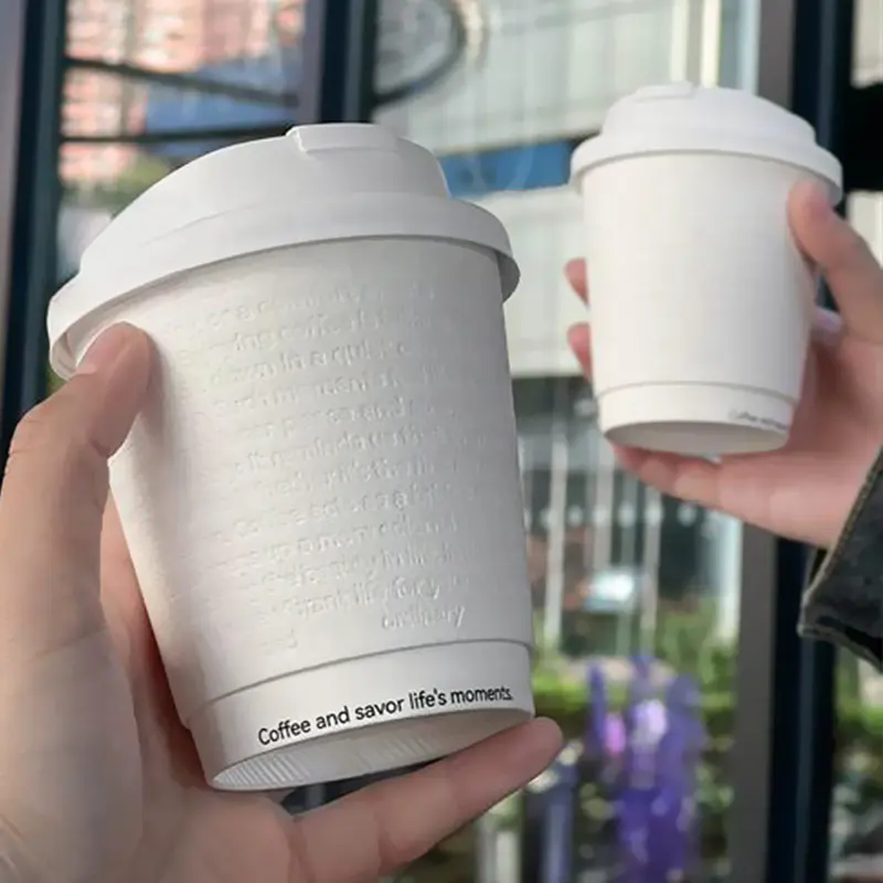 कस्टम लोगो क्राफ्ट उभरा हुआ पेपर कप 8oz/12oz/16oz दुकानों के लिए डिस्पोजेबल पैकेजिंग कॉफी कप