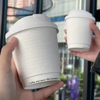 Custom Logo Kraft Embossed Paper Cups 8oz/12oz/16oz Disposable Packaging Coffee Cups for Shops