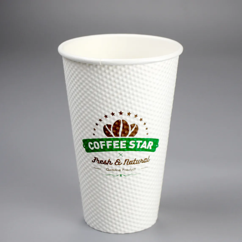 Customized 8 to 20 oz Disposable Embossed Wall Tea Coffee Paper Cups