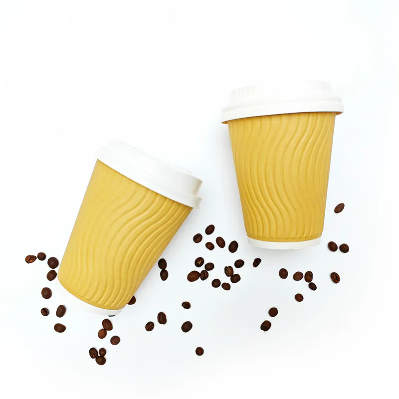 Hot Selling Disposable 8 oz 12 oz Embossed Wall Christmas Craft Paper Cups for Hot Beverages