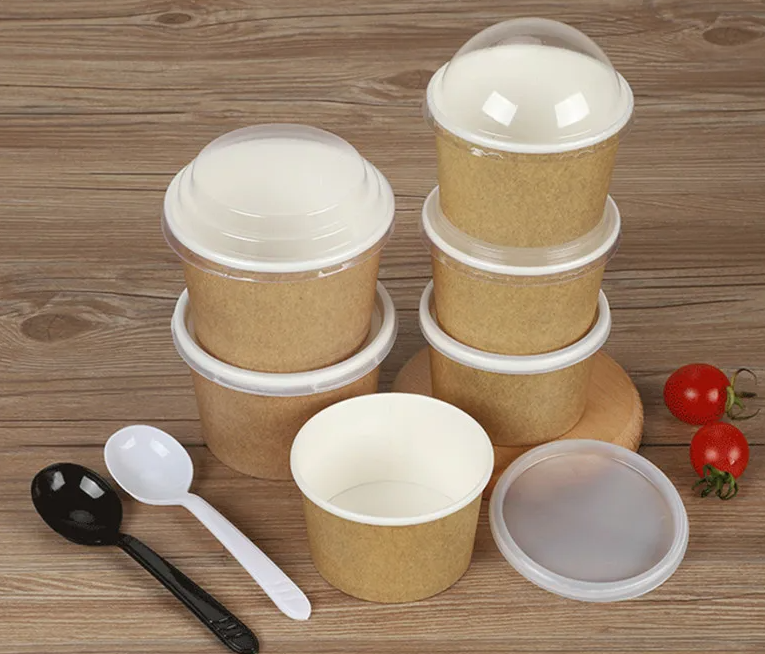 Waterproof hot soup Cup Coated Paper Dessert Cups Degradable Disposable Paper Bowl