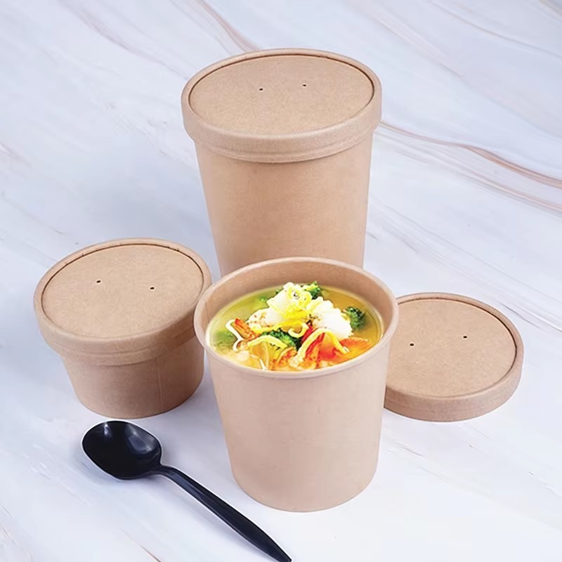 Factory price disposable soup paper cups with lids