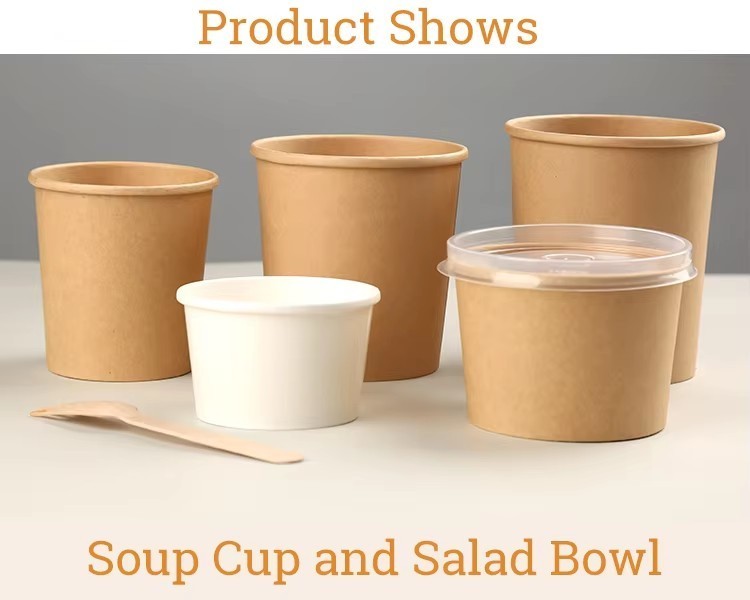Wholesale Custom Logo Disposable Paper Soup Cups 10oz & 16oz Sizes with Lid