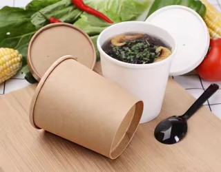 High quality disposable custom printed soup paper cup with plastic lids