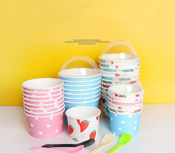 Ice Cream Yogurt Paper Cup Paper Containers Custom Logo Printed Disposable Factory Supplier