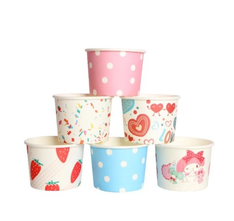 Fornitore di fabbrica di contenitori di carta per bicchieri di carta per yogurt e gelato, logo personalizzato stampato monouso