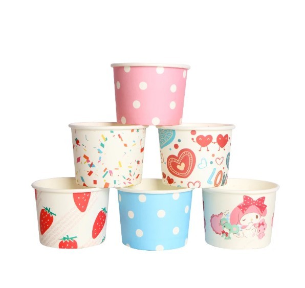 Ice Cream Yogurt Paper Cup Paper Containers Custom Logo Printed Disposable Factory Supplier