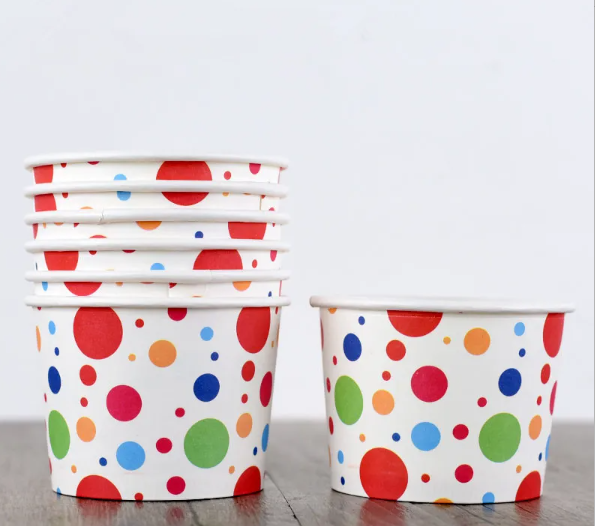 Custom Logo Printed Disposable ice cream Paper Cups with Lid for Ice Cream