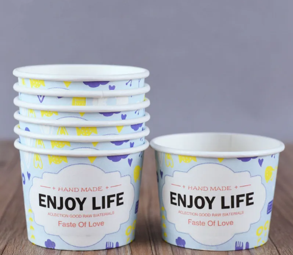 Custom Logo Printed Disposable ice cream Paper Cups with Lid for Ice Cream