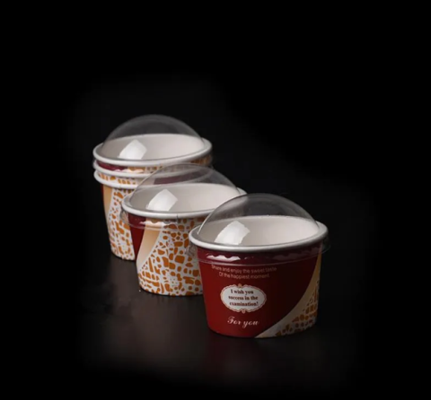 Bicchieri di carta biodegradabili ecologici realizzati in fabbrica per uso alimentare per yogurt e gelato