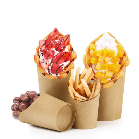 Bicchieri di carta usa e getta per patatine fritte, bicchieri di carta personalizzati per alimenti