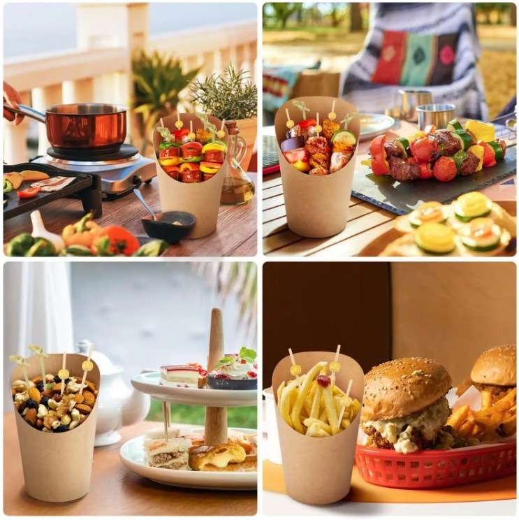 Scoop Cute Shape Kraft Brown Color French Fries Chips Paper Cups for food cups