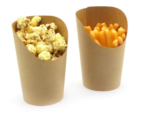 Bicchieri di carta per patatine fritte con logo personalizzato e imballaggio monouso in PE PLA