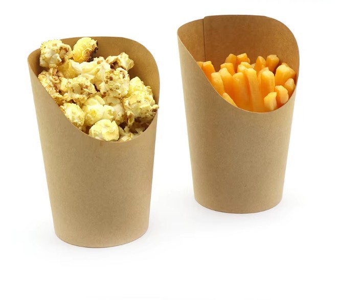 Disposable Packaging Custom Logo food cup with PE PLA French Fries Paper Cups