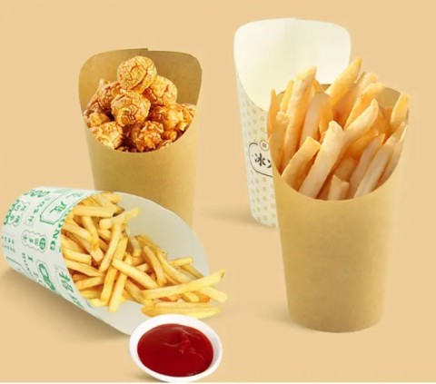 Bicchieri di patatine fritte in saldo, bicchieri di carta biodegradabili per patatine fritte