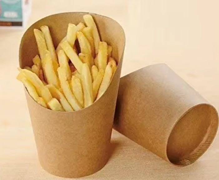 Food Grade disposable Kraft french fries cups Take Away food Paper Cups Oz Customized