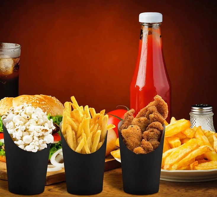 Food Grade disposable Kraft french fries cups Take Away food Paper Cups Oz Customized