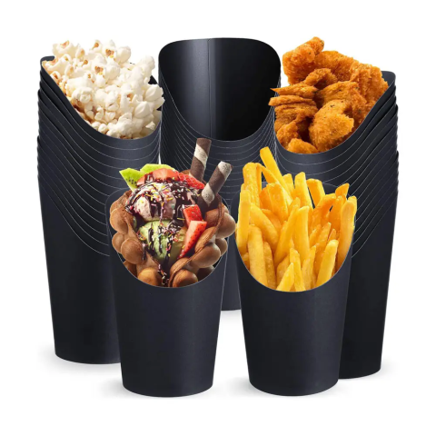 Bicchieri di carta ecologici per patatine fritte da 12oz, 16oz e 32oz per ristoranti fast food