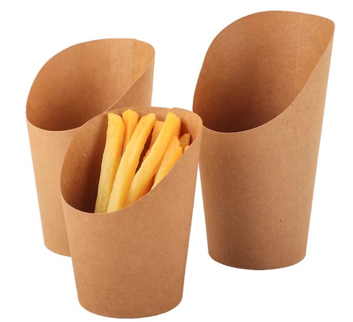 Коричневый крафт-бумажный контейнер для чипсов, бумажный стаканчик, держатель для закусок, стаканчики для еды на вынос
