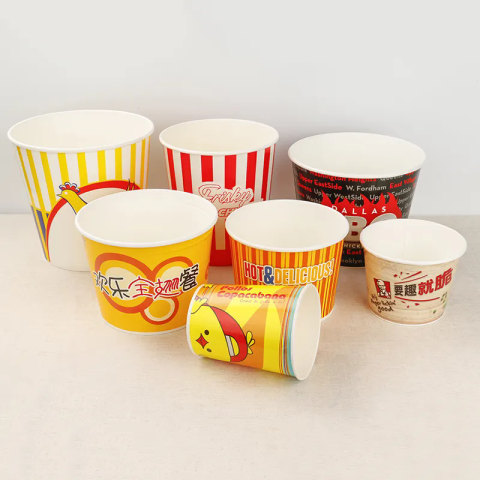 Cheap Low Price Round Paper Fried Chicken Bucket Fast Food Packaging Takeout Buckets