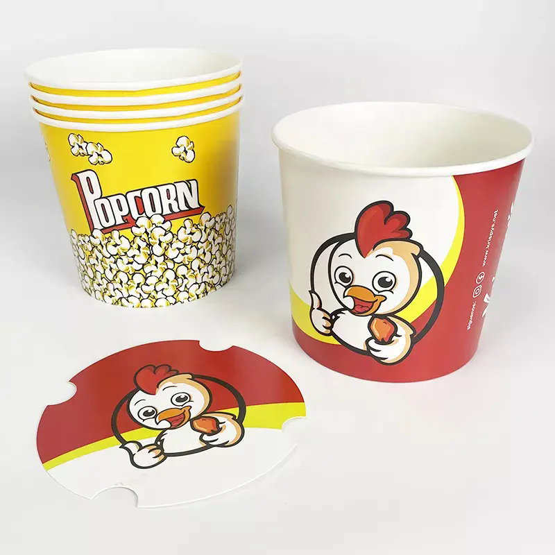 Big Size Custom Paper Tub Bucket ODM OZ Paper Fried Chicken Popcorn Bucket Wholesale