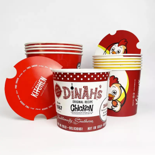 Big Size Custom Paper Tub Bucket ODM OZ Paper Fried Chicken Popcorn Bucket Wholesale