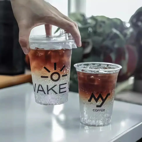 XYJ disposable PET drinking cups plastic PET cup smoothie with lids