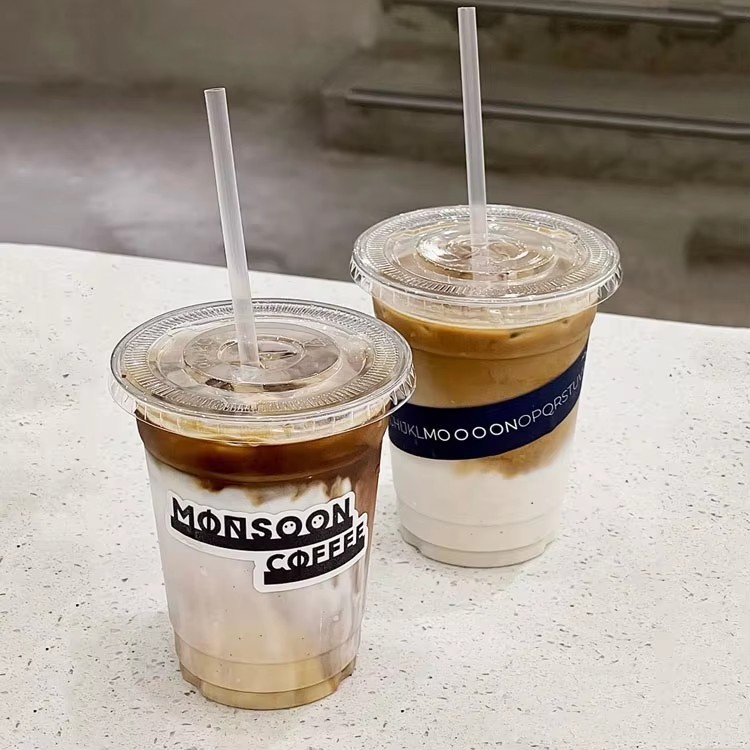 XYJ disposable PET drinking cups plastic PET cup smoothie with lids