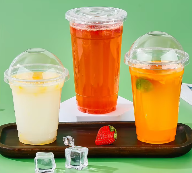 Custom Printed Logo Plastic PET Drinking Cup Cold coffee PET Cups with lids and straws