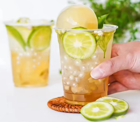 Custom Printed Logo Plastic PET Drinking Cup Cold coffee PET Cups with lids and straws