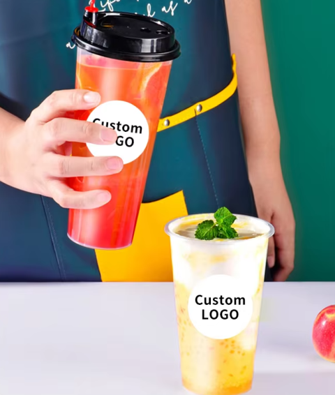 wholesale disposable custom oz and shape PET plastic cups with lids
