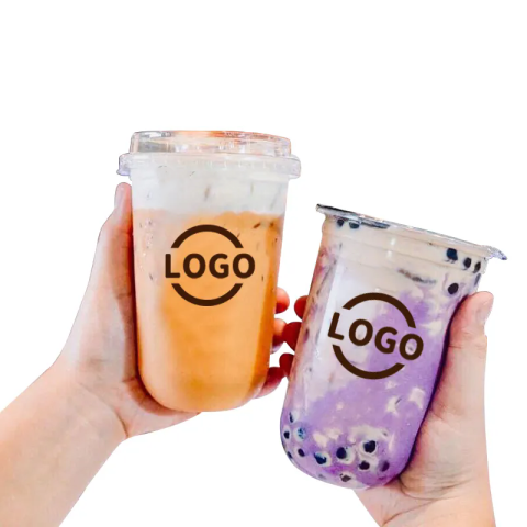 Tazza a forma di U in PP da 500 ml, da 12 once a 22 once, tazza monouso in plastica PP per Bubble Milk Tea