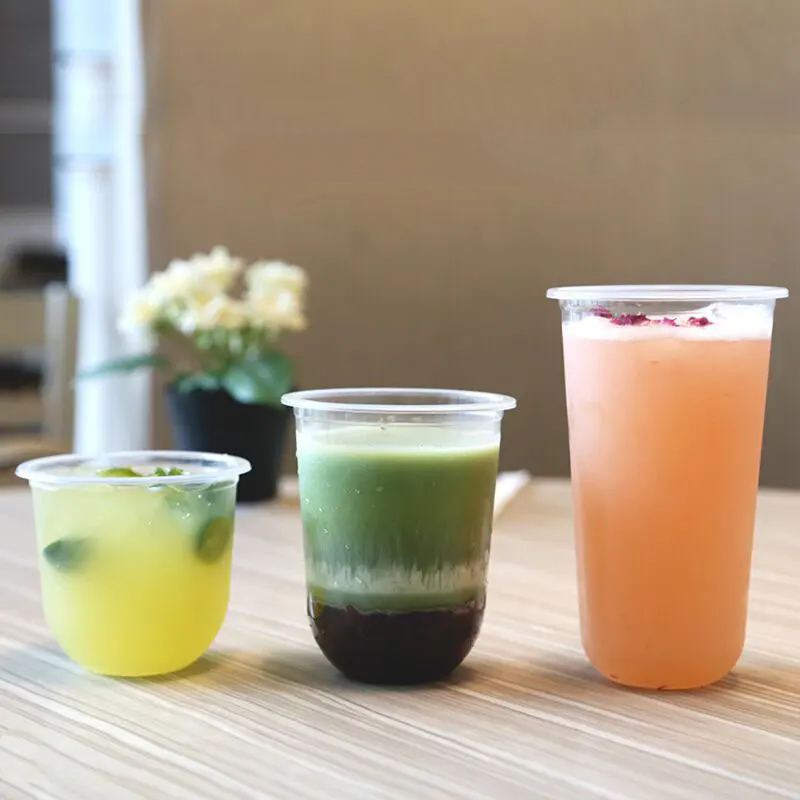 Custom printed 12 to 24oz disposable injection PP plastic cups with lids