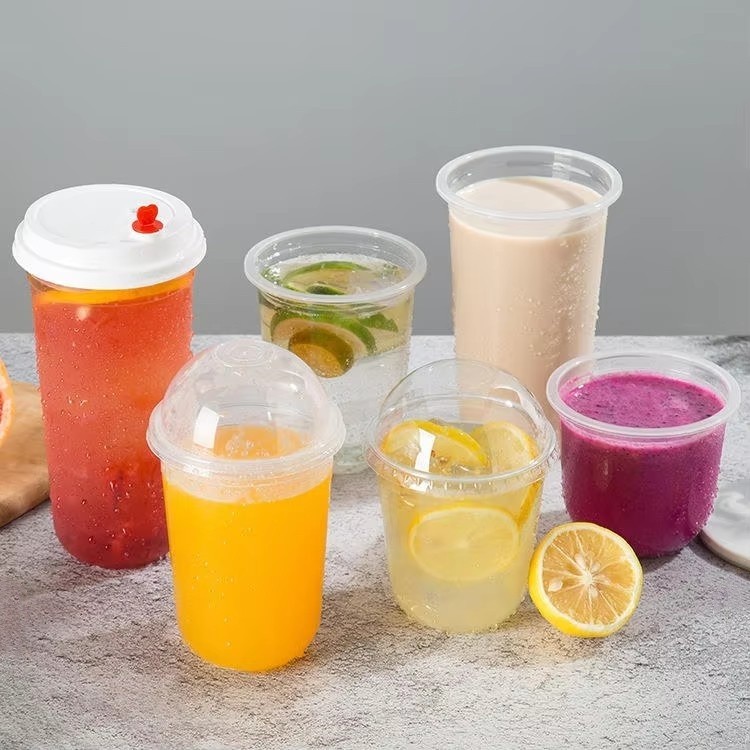 Custom Print Logo 500/700ml Disposable Hard PP Plastic Bubble Tea Juice Cups