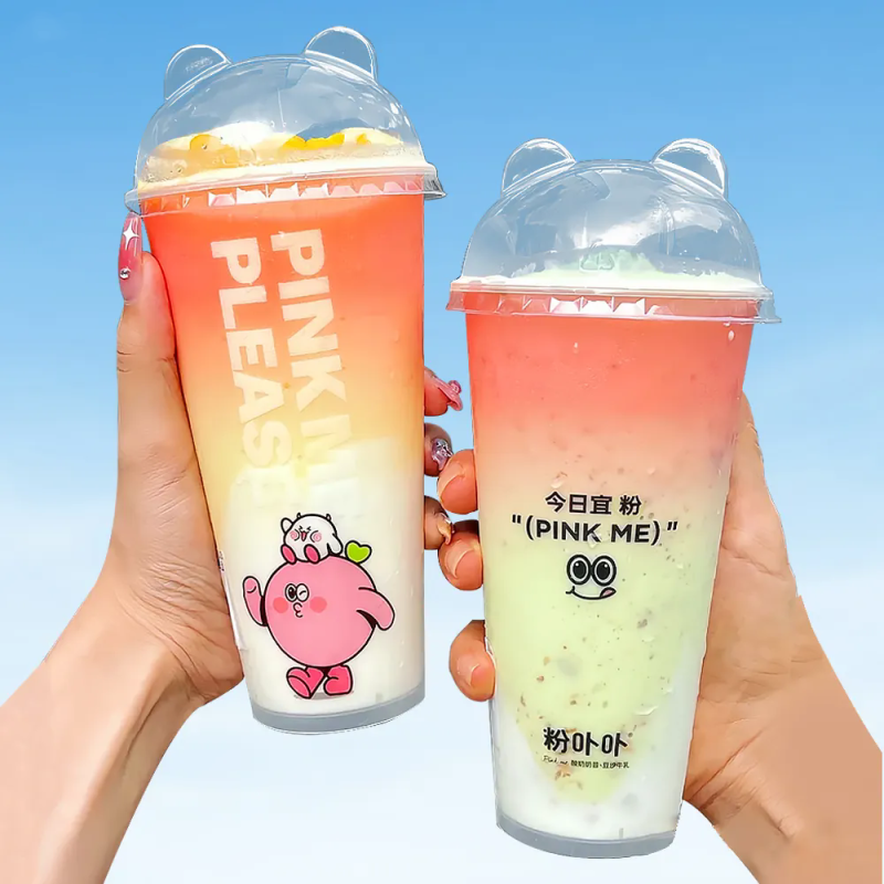 PP Material Milk Tea Plastic Cup Manufacturer's Customizing Logo Printing PP cups