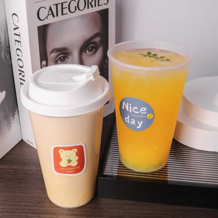 wholesale customizing oz reusable factory PP plastic coffee cup with lid