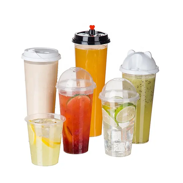 Injection Transparent PP Plastic Cup for Packaging Fruit Tea Clear PP New Disposable Cups
