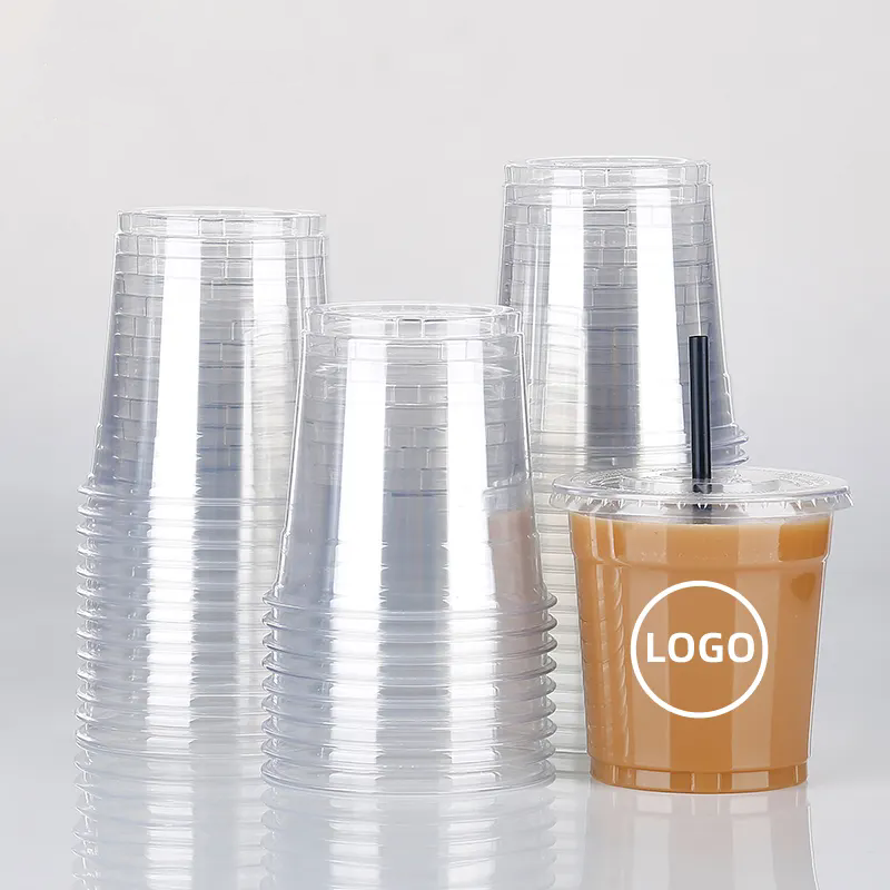 disposable pp clear transparent plastic cup custom logo PP cups for bubble tea with lid