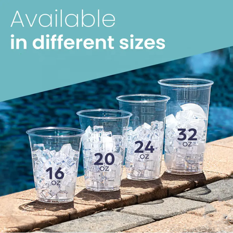 Custom printed disposable clear 12oz 16oz 22oz pp cup fruit milk bubble tea plastic PP cups