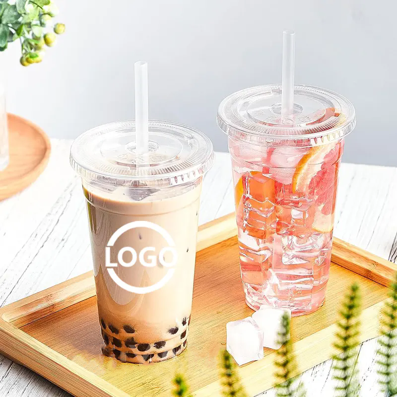 Wholesale print logo disposable transparent pp coffee cups 12 to 24 oz custom pp plastic cups