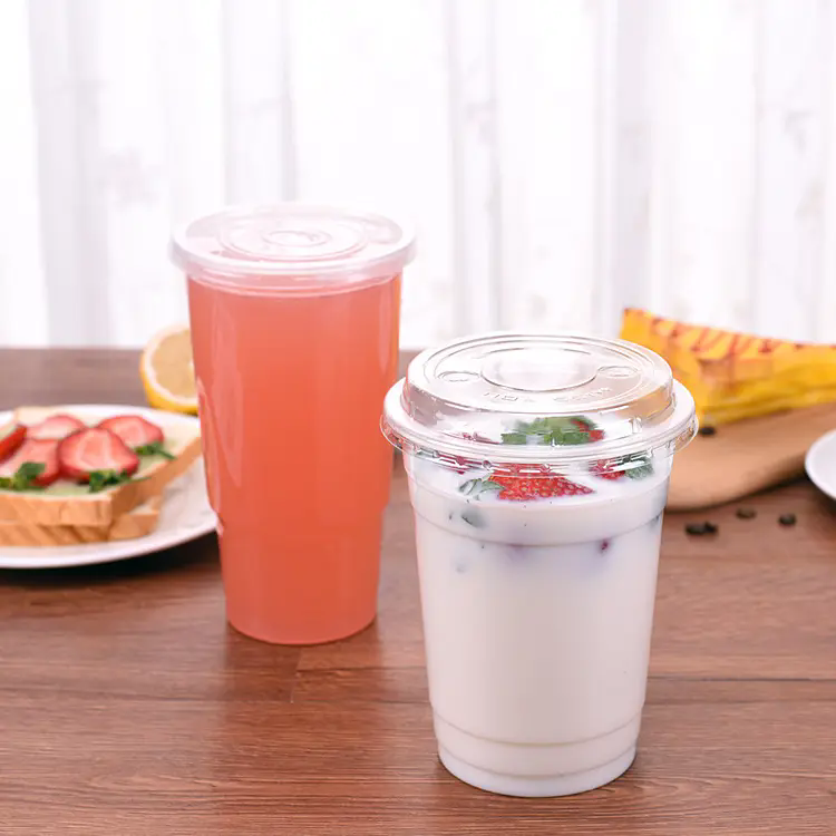 Wholesale print logo disposable transparent pp coffee cups 12 to 24 oz custom pp plastic cups