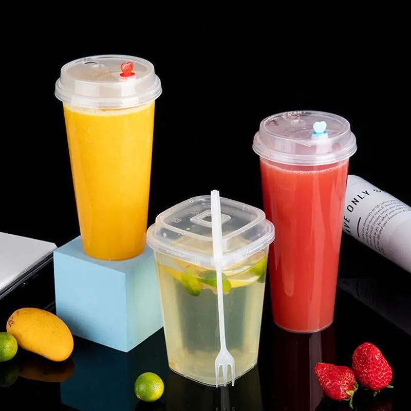 Factory Wholesale Clear Disposable PP Plastic Cup Tea PP Injection Cups With Lid