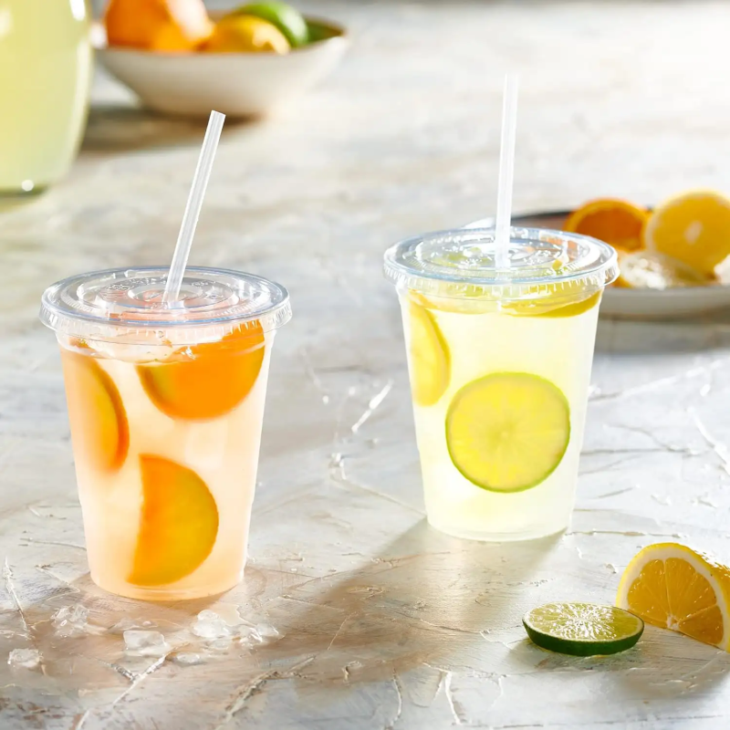 Transparent custom logo 90mm 95mm PLA disposable plastic cup for cold drinks