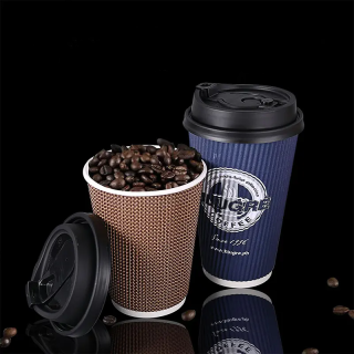 Food Grade Custom Printed Ripple Wall Paper Coffee Cups